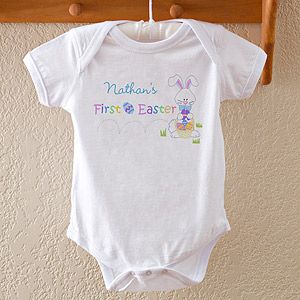 Personalized Baby Bodysuit   Babys First Easter