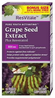 ResVitale   Grape Seed Extract Plus Resveratrol Bonus Size 325 mg.   75 Vegetarian Capsules