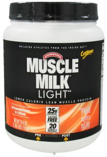 Cytosport   Muscle Milk Genuine Light Lower Calorie Lean Muscle Protein Strawberries n Creme   26.4 oz.