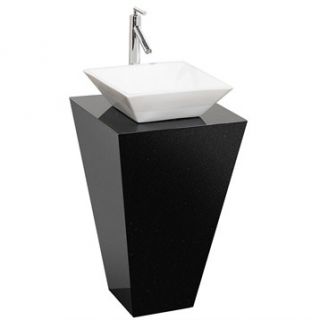 Esprit Custom Bathroom Pedestal Vanity   Black Granite w/ White Porcelain Sink
