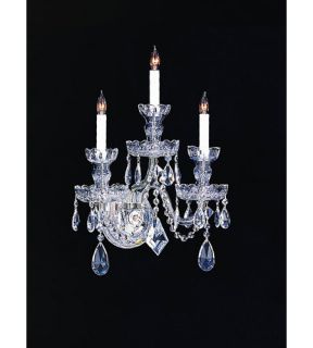 Traditional Crystal 3 Light Wall Sconces in Polished Chrome 1143 CH CL SAQ
