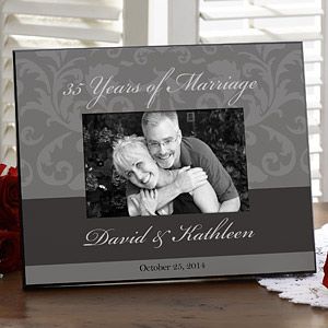 Personalized Wedding & Anniversary Picture Frame   Floral Damask