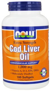 NOW Foods   Cod Liver Oil Extra Strength 1000 mg.   180 Softgels