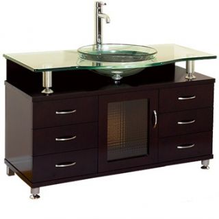 Charlton 55 Bathroom Vanity with Drawers   Espresso w/ Clear or Frosted Glass C