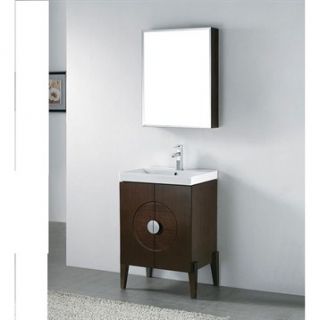 Madeli Genova 24 Bathroom Vanity with Integrated Basin   Walnut