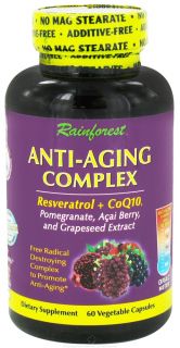Rainforest   Anti Aging Complex Resveratrol + CoQ10   60 Vegetarian Capsules
