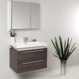 Fresca Medio Gray Oak Modern Bathroom Vanity with Medicine Cabinet