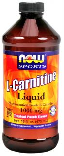 NOW Foods   L Carnitine Liquid   Parmaceutical Grade L Carnitine Tropical Punch Flavor 1000 mg.   16 oz.