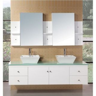 Design Element Portland 71 Double Sink Bathroom Vanity   White