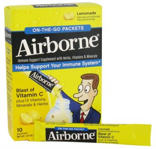 Airborne   On The Go Immune Support Supplement Lemonade   10 Packet(s)