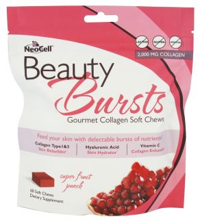 Neocell Laboratories   Beauty Bursts Gluten Free Gourmet Collagen Super Fruit Punch   60 Soft Chews