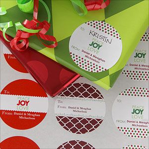 Personalized Christmas Gift Stickers   Peace Joy Love