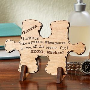 Personalized Romantic Keepsake Gifts   Perfect Match Wood Puzzle Piece