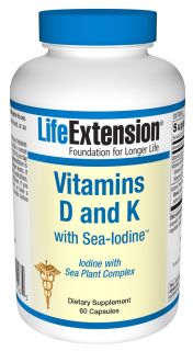 Life Extension   Vitamins D and K with Sea Iodine   60 Capsules
