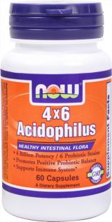 NOW Foods   Acidophilus 4x6 (4 Billion Potency, 6 Probiotic Strains)   60 Capsules