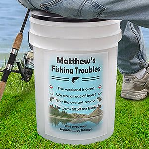 Personalized Bucket Cooler   Fishing Troubles