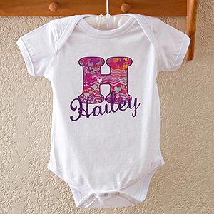 Personalized Baby Bodysuit for Girls   Her Name & Initial