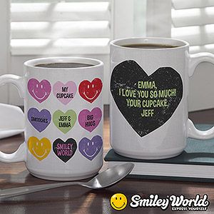 Large Personalized Smiley Face Coffee Mugs   Loving Hearts