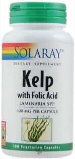 Solaray   Kelp With Folic Acid 600 mg.   100 Vegetarian Capsules