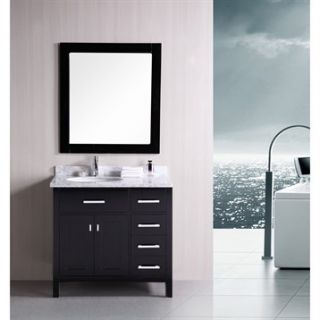 Design Element London 36 Single Vanity with Drawers on the Right   Espresso
