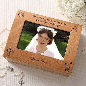Personalized Girls First Communion Wooden Photo Box   The Day the Lord has Made