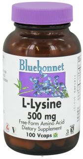 Bluebonnet Nutrition   L Lysine Free Form Amino Acid 500 mg.   100 Vegetarian Capsules