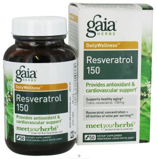 Gaia Herbs   Resveratrol 150 Liquid Phyto Caps   50 Vegetarian Capsules