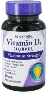 Natrol   Vitamin D3 Maximum Strength 10000 IU   60 Tablets