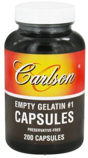 Carlson Labs   Empty Gelatin Capsules Size 1 Medium Small   200 Capsules