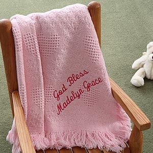 Personalized Baby Love Fringe Blanket   Blush Pink