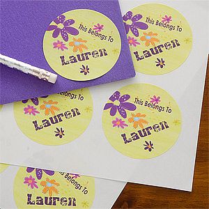 Personalized Stickers for Girls   Flower Power