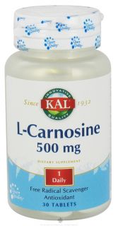 Kal   L Carnosine 500 mg.   30 Tablets