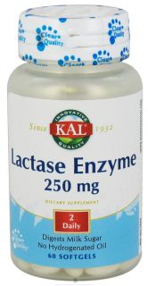 Kal   Lactase Enzyme 250 mg.   60 Softgels