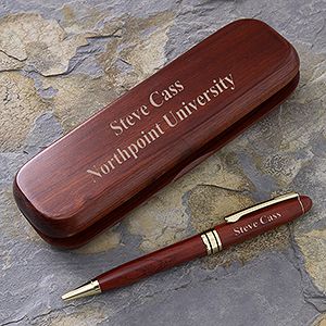 Engraved Pen Case Set in Rosewood   Graduation Design