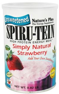 Natures Plus   Spiru Tein UNSWEETENED Simply Natural Shake Strawberry   0.82 oz.