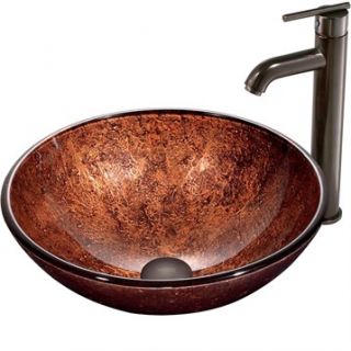 VIGO Mahogany Moon Glass Vessel Sink and Faucet Set in Oil Rubbed Bronze