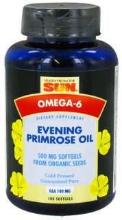 Health From The Sun   Evening Primrose Oil From Organic Seeds 500 mg.   180 Softgels
