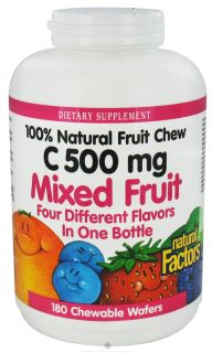 Natural Factors   100% Natural Fruit Chew C Mixed Fruit Flavor 500 mg.   180 Chewable Wafers