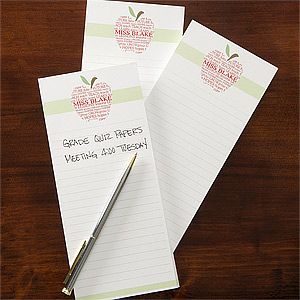 Personalized Teachers Note Pad Set   Apple Scroll