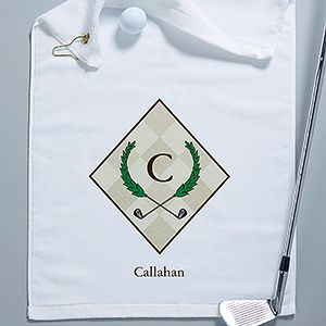 Golf Pro Initial Crest Personalized Golf Towel