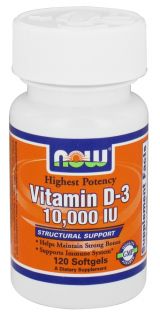 NOW Foods   Vitamin D 3 Highest Potency 10000 IU   120 Softgels