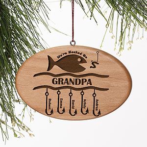 Fishing Personalized Christmas Ornament   Hooked On You Design