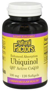 Natural Factors   Ubiquinol QH Active CoQ10 100 mg.   120 Softgels