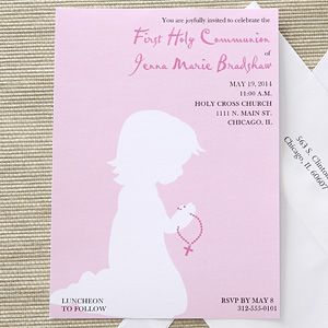 Girls Blessed Occasion Custom Printed First Communion Invitations
