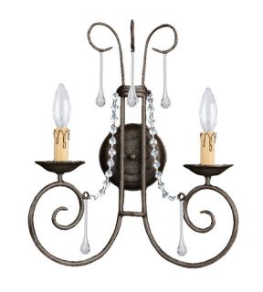 Soho 2 Light Wall Sconces in Dark Rust 5202 DR CL MWP