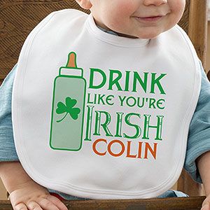 Personalized St Patricks Day Baby Bibs   Drink Like Youre Irish