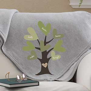 Personalized Family Throw Blanket   Leaves of Love