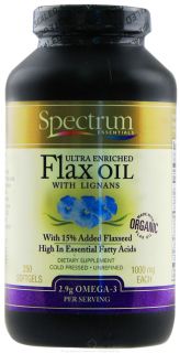Spectrum Essentials   Ultra Enriched Flax Oil with Lignans 1000 mg.   250 Softgels