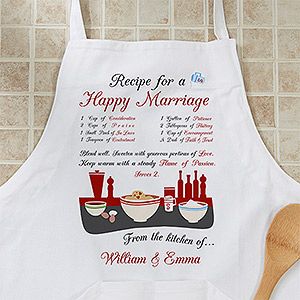 Personalized Kitchen Aprons   Recipe For A Happy Marriage