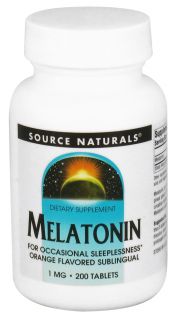 Source Naturals   Melatonin Sublingual Orange Flavored 1 mg.   200 Tablets